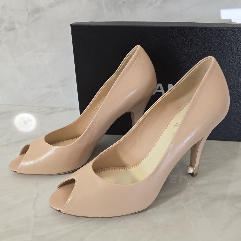 CHANEL Women's Peep Toe Heels - Blush - Picture 2 of 10